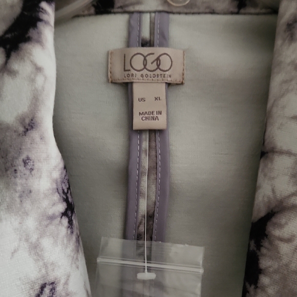 LOGO by Lori Goldstein Black and White Tie-Dye Blazer - Picture 2 of 4